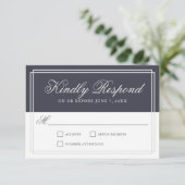 Klassieke marine Blue Simple Elegant Wedding RSVP (Staand voorkant)