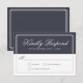 Klassieke marine Blue Simple Elegant Wedding RSVP (Voorkant / Achterkant)