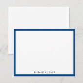 Klassieke marine Blue Simple Modern Chic Minimalis Notitiekaartje (Voorkant / Achterkant)