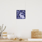Klassieke marine Blue, White Rabbit Birds Dedham D Poster (Keuken)