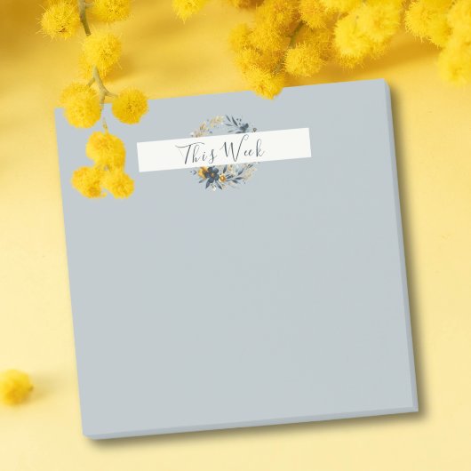 Klassieke Marine en Gouden Bloemen Krans Blauw Post-it® Notes