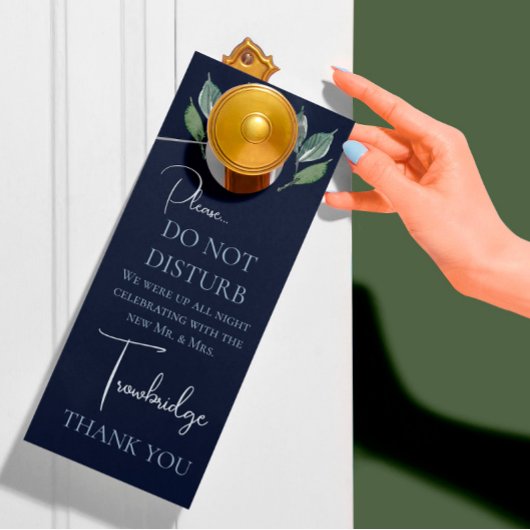 Klassieke marine en Waterverf Greenery Wedding Nig Deurhanger