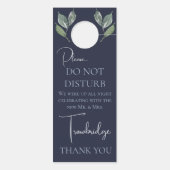 Klassieke marine en Waterverf Greenery Wedding Nig Deurhanger (Achterkant)