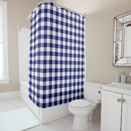 Klassieke marine en White Gingham Pattern Douchegordijn