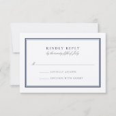 Klassieke marine en witte bruiloft RSVP (Voorkant)