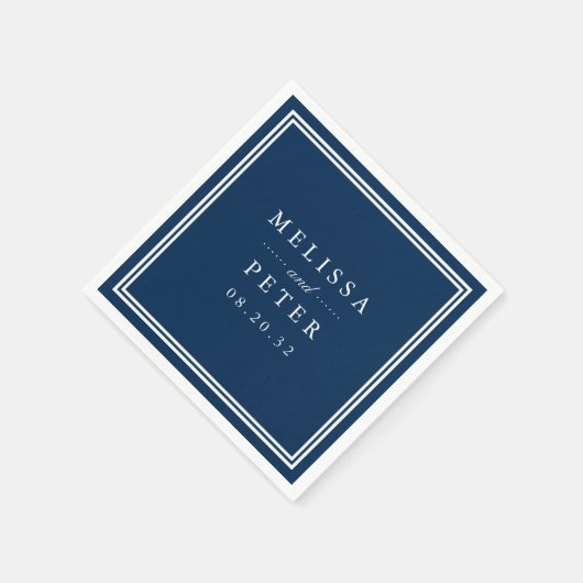 Klassieke marine en witte bruiloft servetten (Hoek)