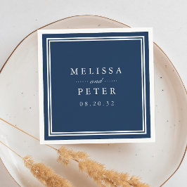 Klassieke marine en witte bruiloft servetten