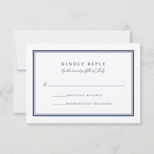 Klassieke marine en witte RSVP (Voorkant)