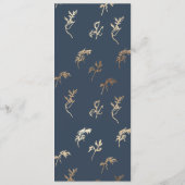 klassieke marine goud botanisch motief kuif bruilo menu (Achterkant)