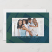 Klassieke marine groen geruite eenvoudige kerstfot feestdagenkaart (Voorkant)