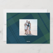 Klassieke marine groen geruite eenvoudige kerstfot feestdagenkaart (Achterkant)