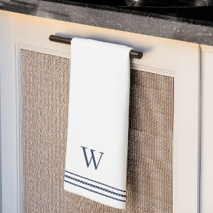 Klassieke marine   Helling Stripe Monogram Theedoek