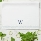Klassieke marine | Helling Stripe Monogram Theedoek (Gevouwen)