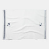 Klassieke marine | Helling Stripe Monogram Theedoek (Horizontaal)