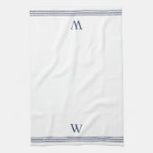 Klassieke marine | Helling Stripe Monogram Theedoek (Verticaal)