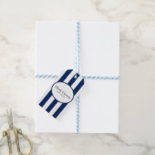 Klassieke marine Stripe Business Cadeaulabel (Met Touw)