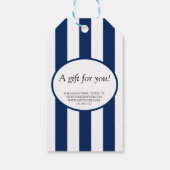 Klassieke marine Stripe Business Cadeaulabel (Achterkant)