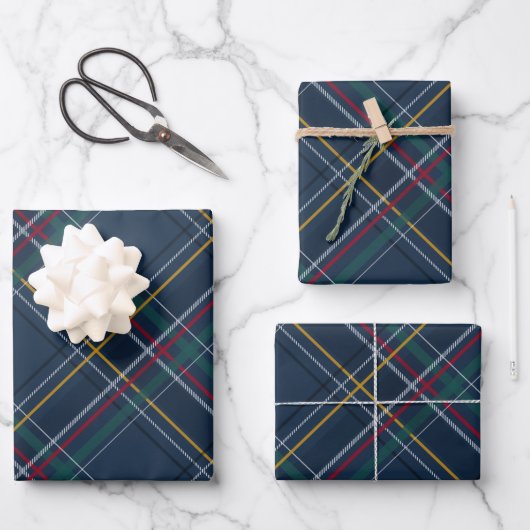 Klassieke marine vakantie plaid Kerstmis Inpakpapier Vel (Voorkant)