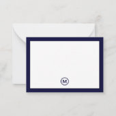 Klassieke marine White Monogram Note Kaart Notitiekaartje (Achterkant)
