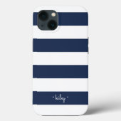 Klassieke marine & White Stripe gepersonaliseerd Case-Mate iPhone Case (Achterkant)
