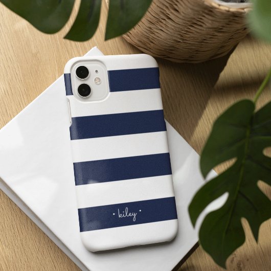Klassieke marine & White Stripe gepersonaliseerd Case-Mate iPhone Case