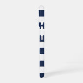 Klassieke marine & White Stripe gepersonaliseerd iPhone 16 Hoesje (Linkerkant)