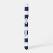 Klassieke marine & White Stripe gepersonaliseerd iPhone 16 Hoesje (Rechterkant)