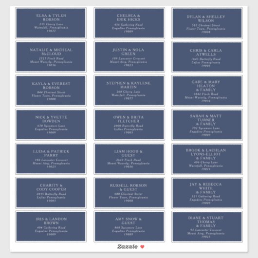 Klassieke marine | Zilveren Adresetiketten voor we Sticker (Vel)