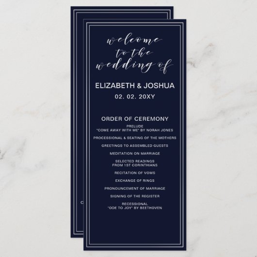 Klassieke Marine Zilveren Bruiloft programma's (Voorkant / Achterkant)