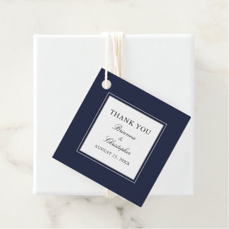 Klassieke marineblauw elegante bruiloft dank u bedankjes labels