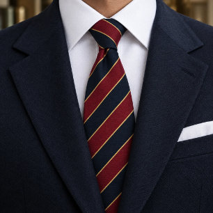Klassieke marineblauw en bordeauxrood regimentsdas stropdas