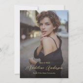 Klassieke marineblauw en gouden foto-Afstuderen Aankondiging (Voorkant)