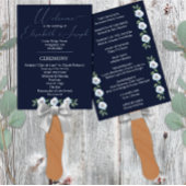 Klassieke marineblauw en Waterverf Floral Wedding Handwaaier