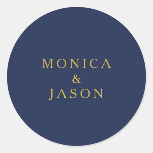 Klassieke marineblauw | Goudbruidsinaasappels Ronde Sticker (Voorkant)