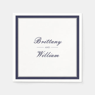 Klassieke marineblauw grijs bruid en bruidegom ser servet