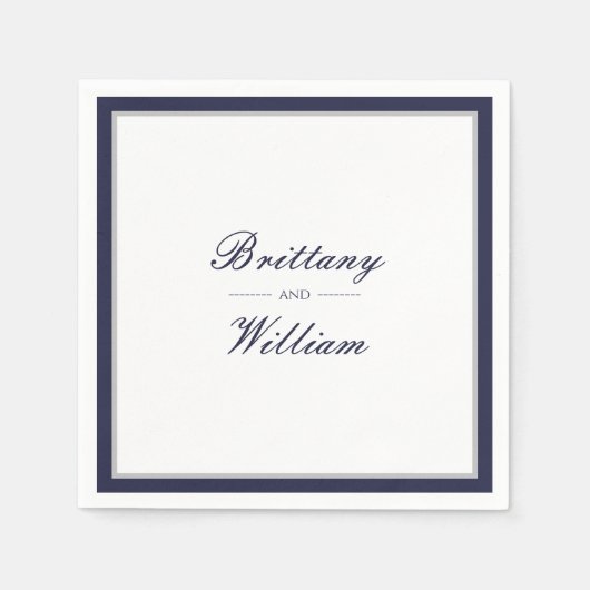 Klassieke marineblauw grijs bruid en bruidegom ser servet (Voorkant)