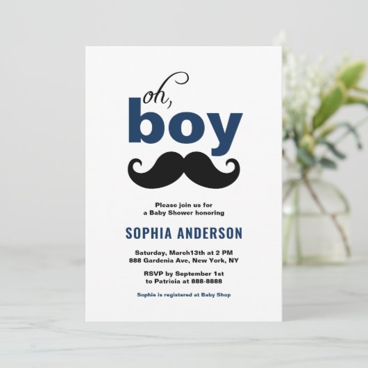 Klassieke marineblauw Het is een Baby shower van d Kaart (Staand voorkant)