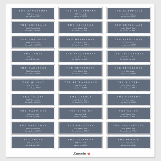 Klassieke marineblauw individueel huwelijksadres sticker (Vel)