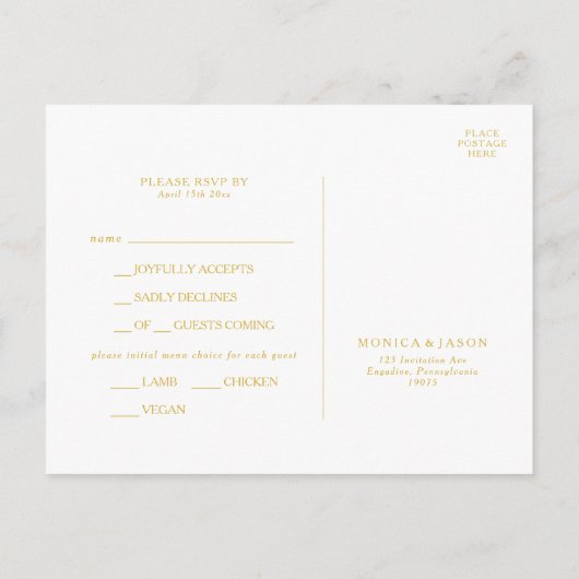 Klassieke marineblauw | Keuze uit Gold Menu RSVP-B (Achterkant)