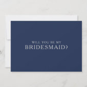 Klassieke marineblauw Silver Bridesmaid-Kaart Kaart (Voorkant)