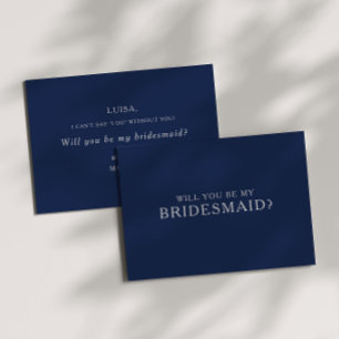 Klassieke marineblauw Silver Bridesmaid-Kaart Kaart