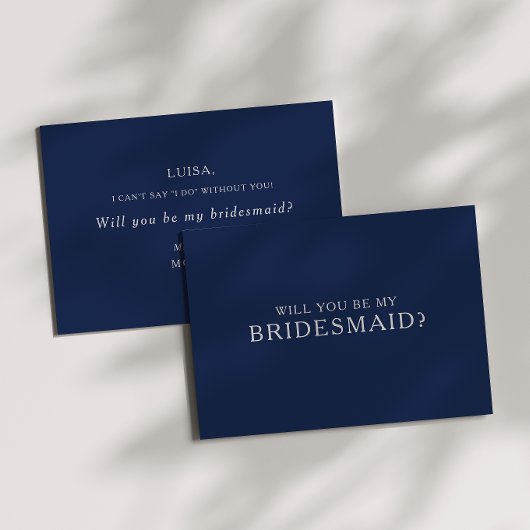 Klassieke marineblauw Silver Bridesmaid-Kaart Kaart