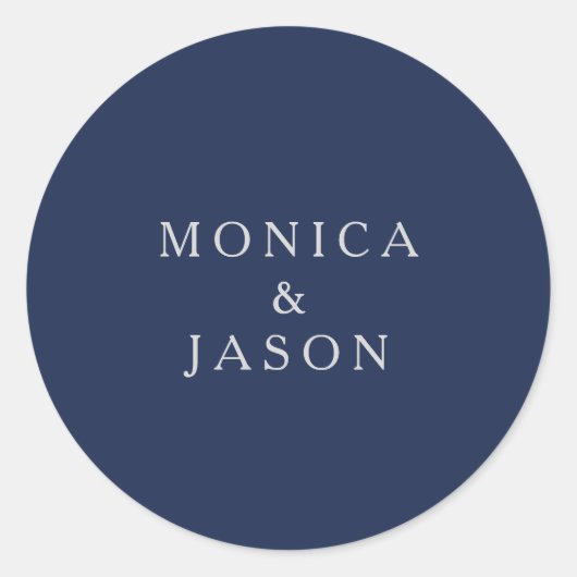 Klassieke marineblauw | Silver Wedding Envelope Ronde Sticker (Voorkant)