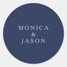 Klassieke marineblauw | Silver Wedding Envelope Ronde Sticker