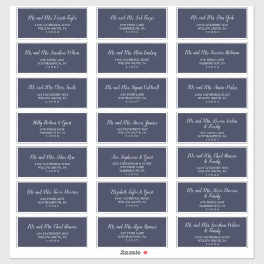 Klassieke marineblauw-weddenschap Adresetiketten Sticker (Vel)