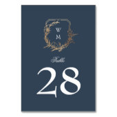 Klassieke marineblauw wit bruiloft gouden kuif kaart (Voorkant)