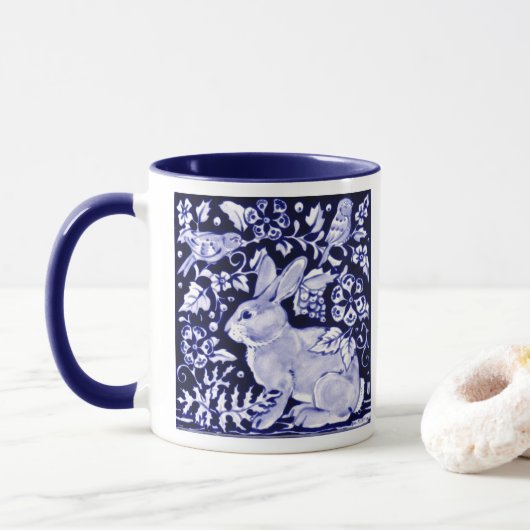 Klassieke marineblauw wit konijnenvogels Dedham De Mok (Met donut)