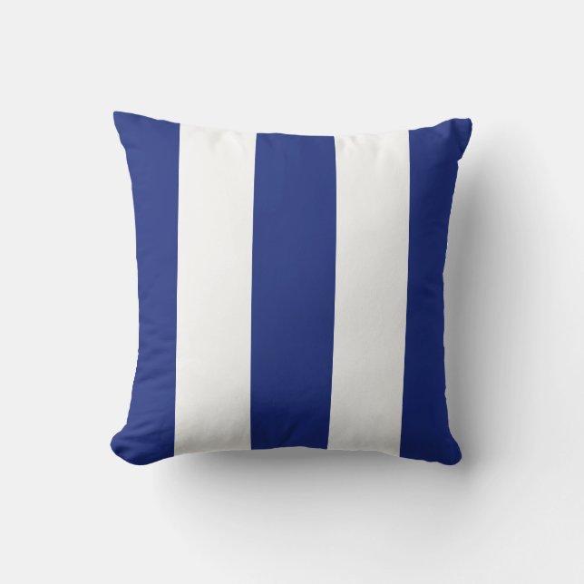 Klassieke marineblauw witte verticale strepen kussen (Voorkant)