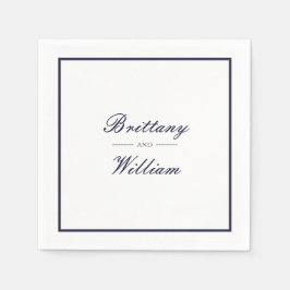 Klassieke marineblauwe bruid en bruidegom Script s Servet