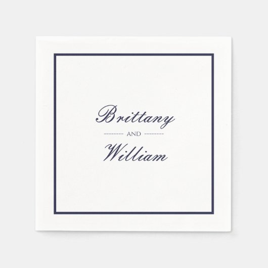 Klassieke marineblauwe bruid en bruidegom Script s Servet (Voorkant)